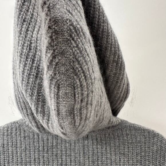 Quince Mongolian Cashmere Fisherman Pullover Hoodie XS Gray - Picture 7 of 8